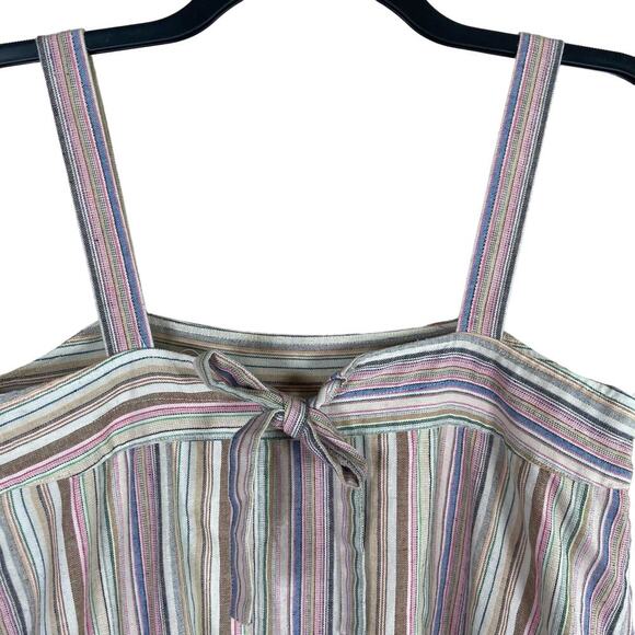 Tart Tiered Midi Dress Women's Large Multicolor Striped Linen Blend Tank Strap - Picture 6 of 14
